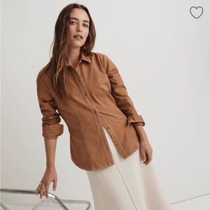 Madewell Darted Button-Up Shirt (Re)generative Chino in Fallen Timber Tan Size 2